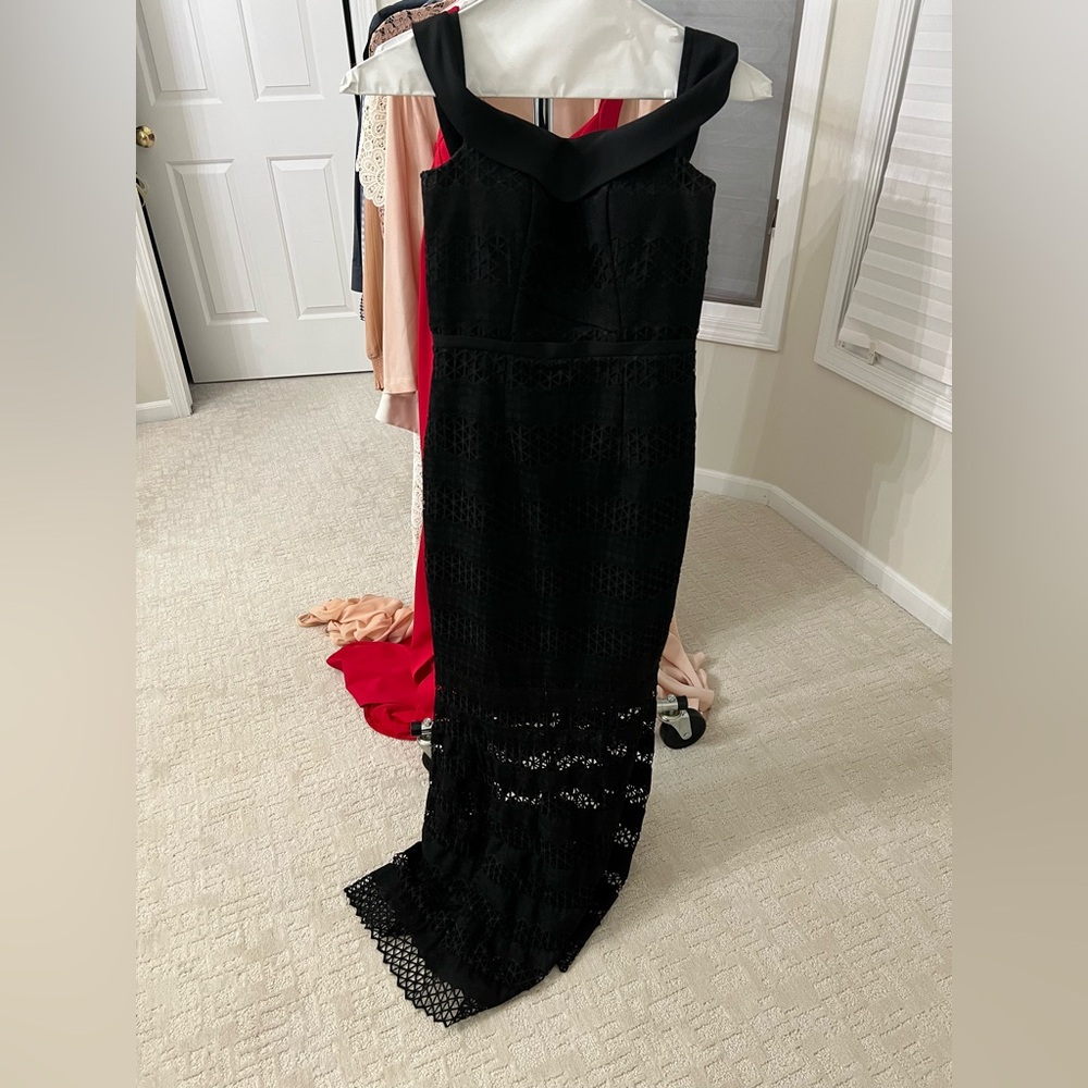 Black lace midi dress